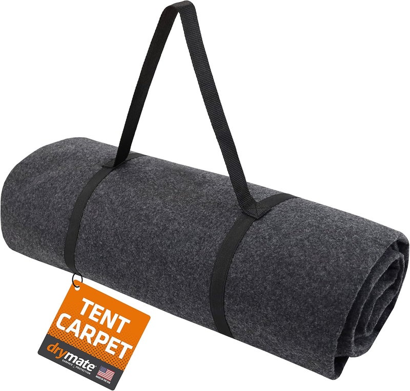 Dry Mate Tent Carpet Mat, Protective Waterproof Liner Keeps You Warm & Dry, Camping Floor Rug Accessory (7'4" x 8'4"), Durable, Lightweight, Soft & Comfortable, Trimmable Material (USA Made) (Charcoal) - Image 1